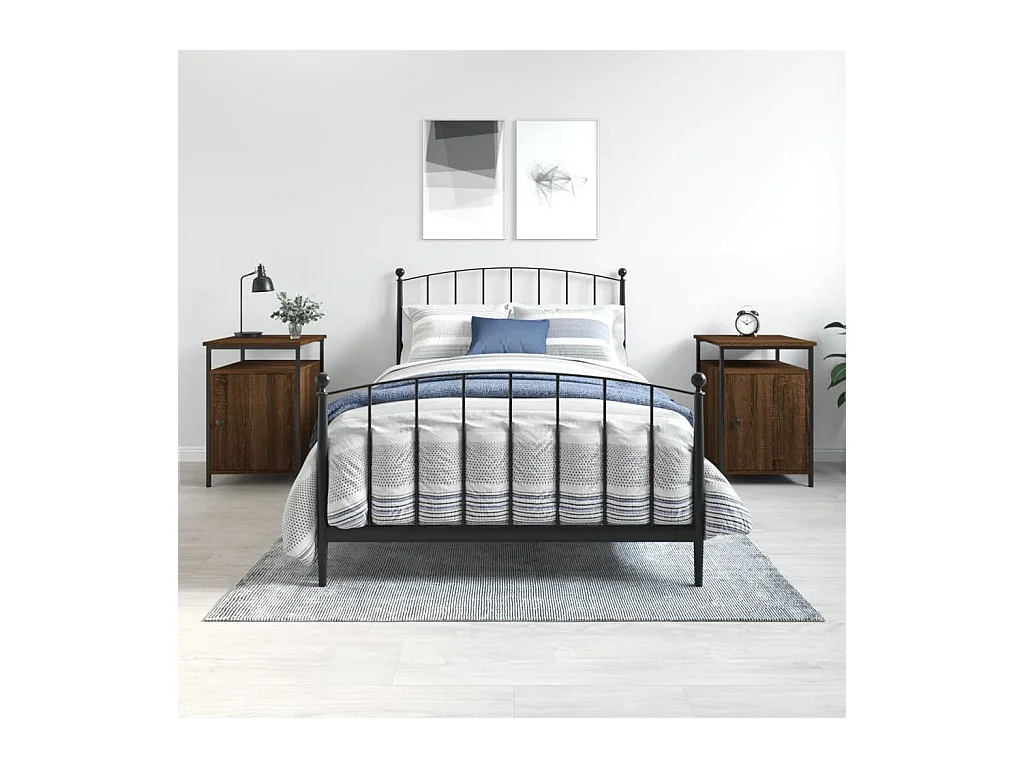 Nachtkastjes 2 stuks Bruin Eiken 40x42x60cm Bewerkt Hout