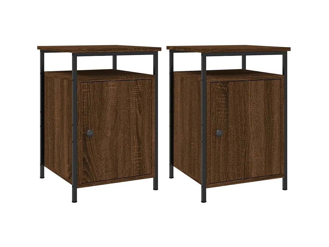 Nachtkastjes 2 stuks Bruin Eiken 40x42x60cm Bewerkt Hout