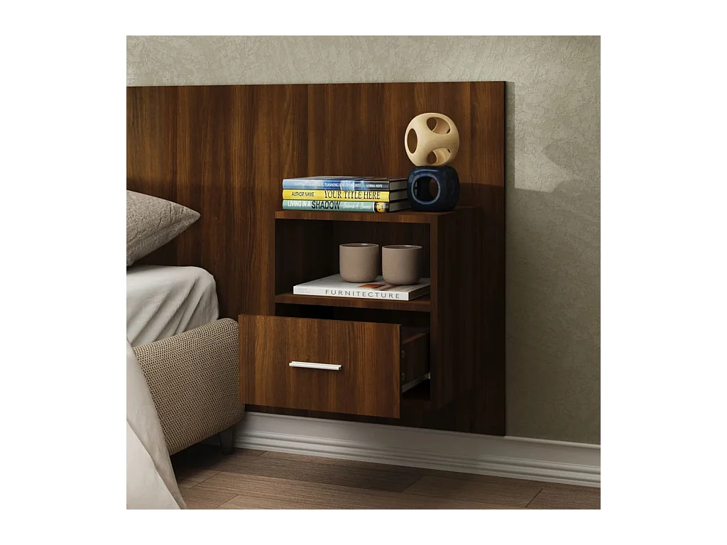 Table de chevet murale Chêne marron