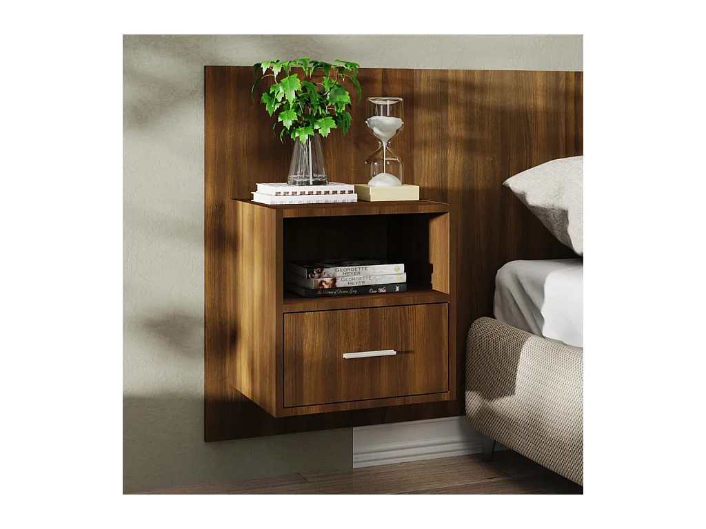 Comodino da parete in rovere marrone