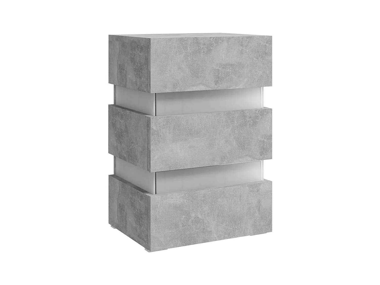 Table de chevet à LED gris béton 45x35x67 cm bois d'ingénierie