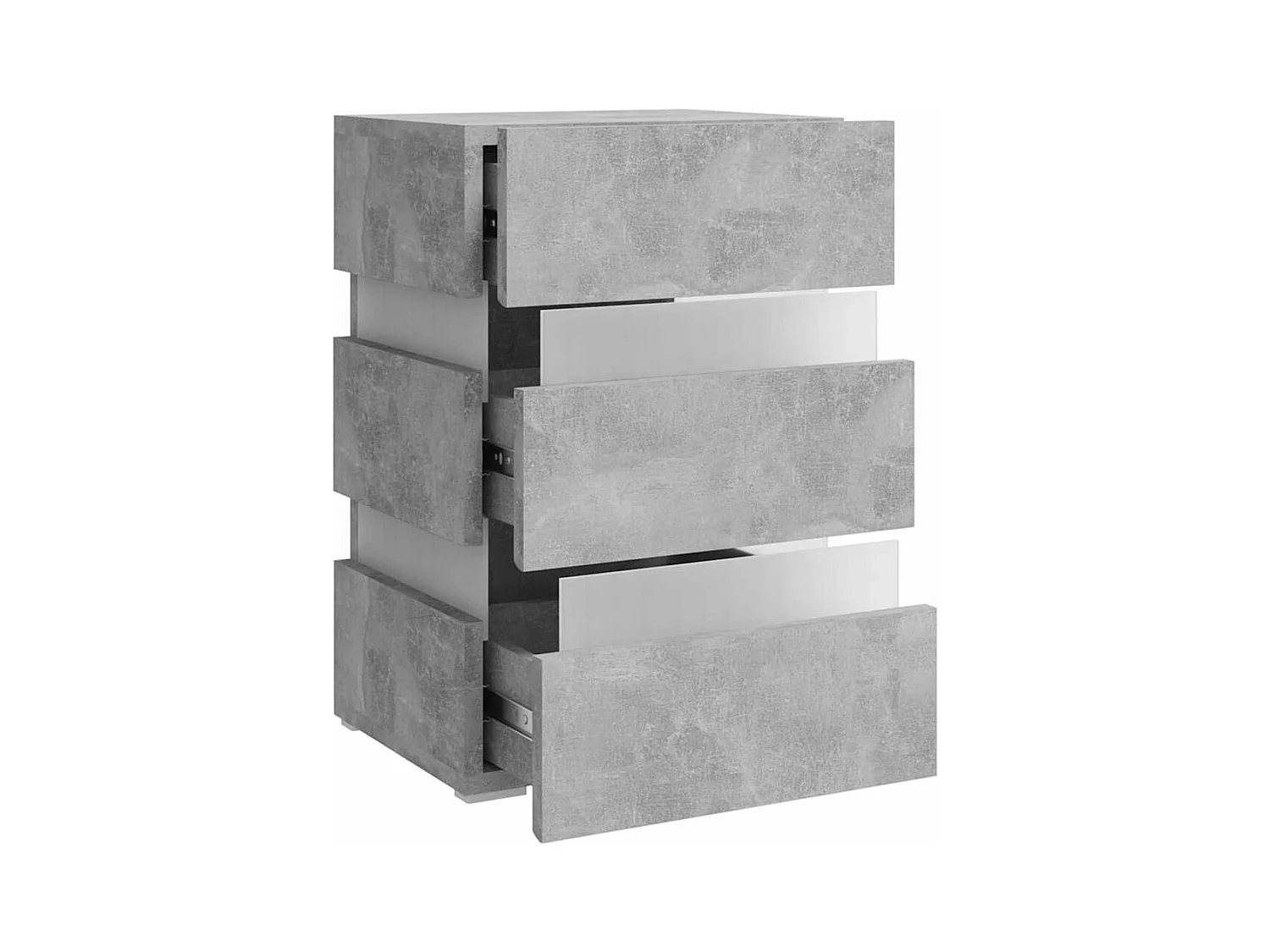 Table de chevet à LED gris béton 45x35x67 cm bois d'ingénierie