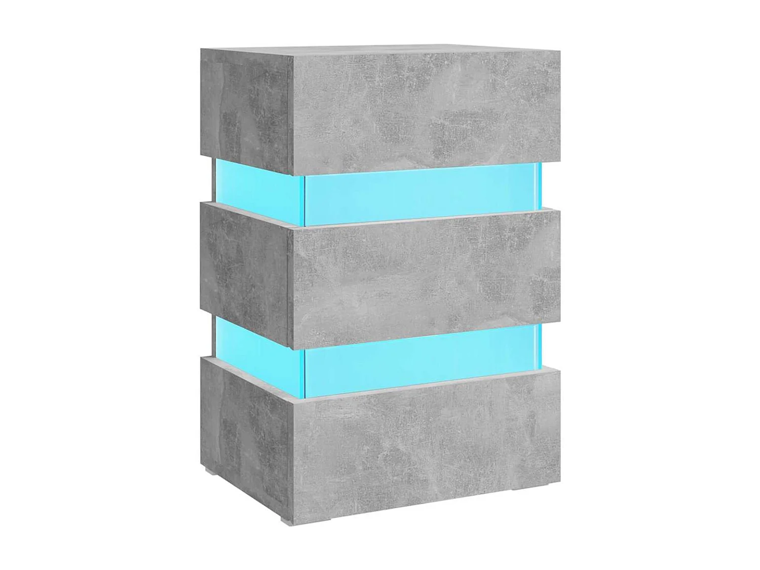 Table de chevet à LED gris béton 45x35x67 cm bois d'ingénierie