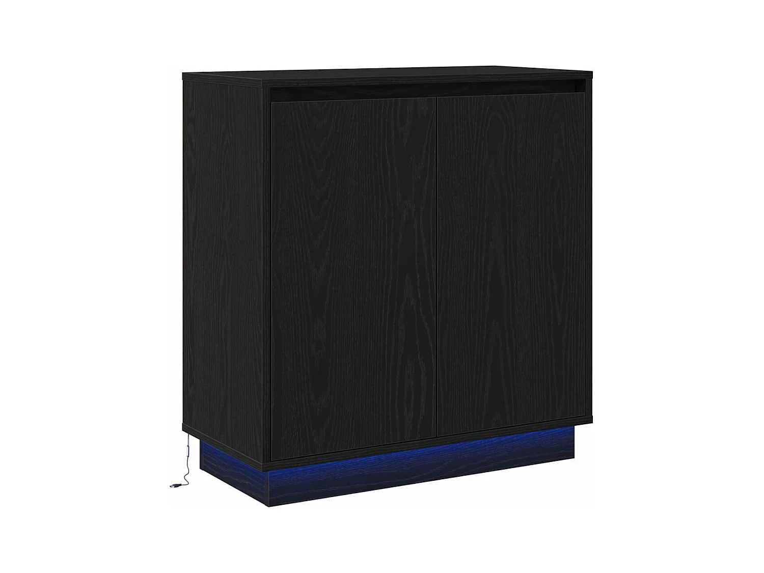 Buffet avec LED, Noir, Chêne, 71x34,5x75 cm, en bois d'ingénierie