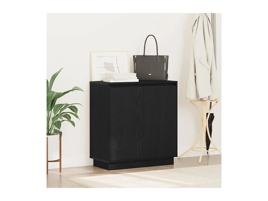 Buffet avec LED, Noir, Chêne, 71x34,5x75 cm, en bois d'ingénierie