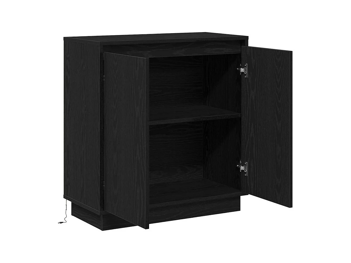 Buffet avec LED, Noir, Chêne, 71x34,5x75 cm, en bois d'ingénierie