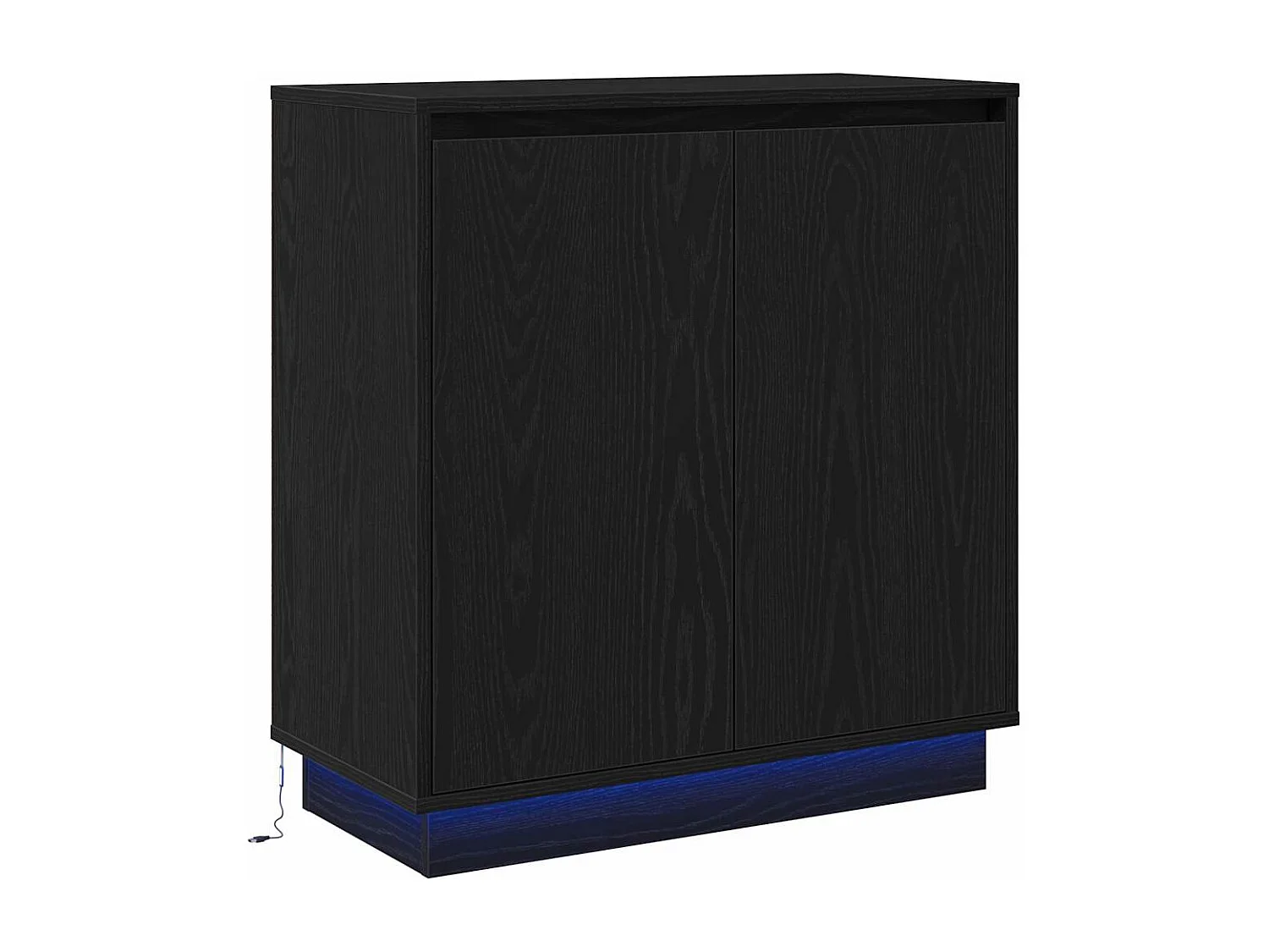 Buffet avec LED, Noir, Chêne, 71x34,5x75 cm, en bois d'ingénierie