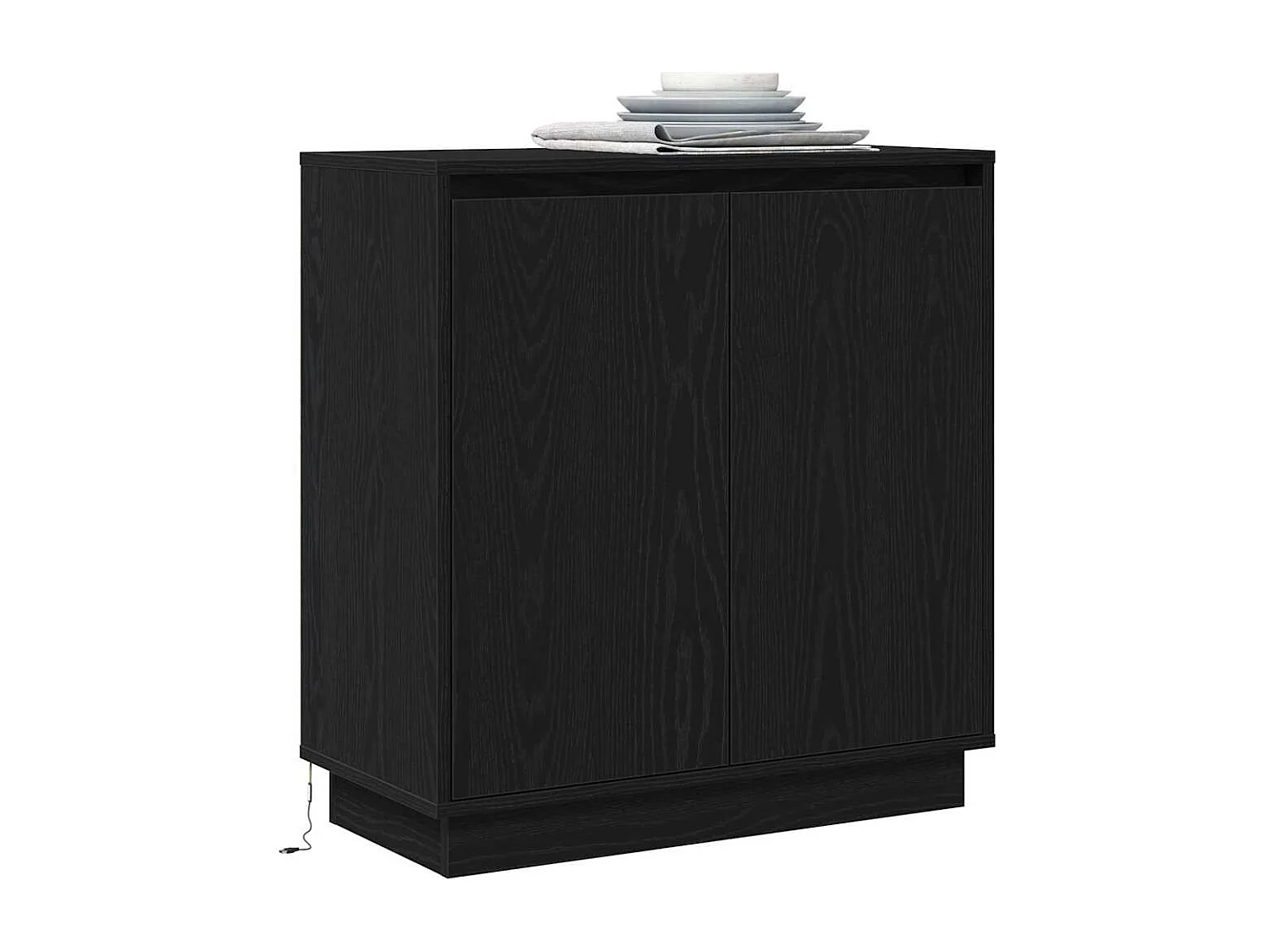Buffet avec LED, Noir, Chêne, 71x34,5x75 cm, en bois d'ingénierie