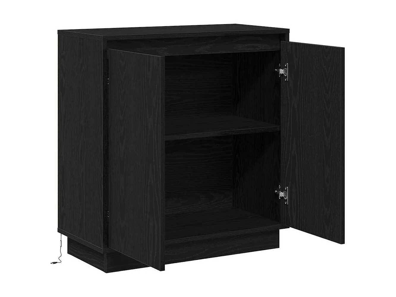 Buffet avec LED, Noir, Chêne, 71x34,5x75 cm, en bois d'ingénierie