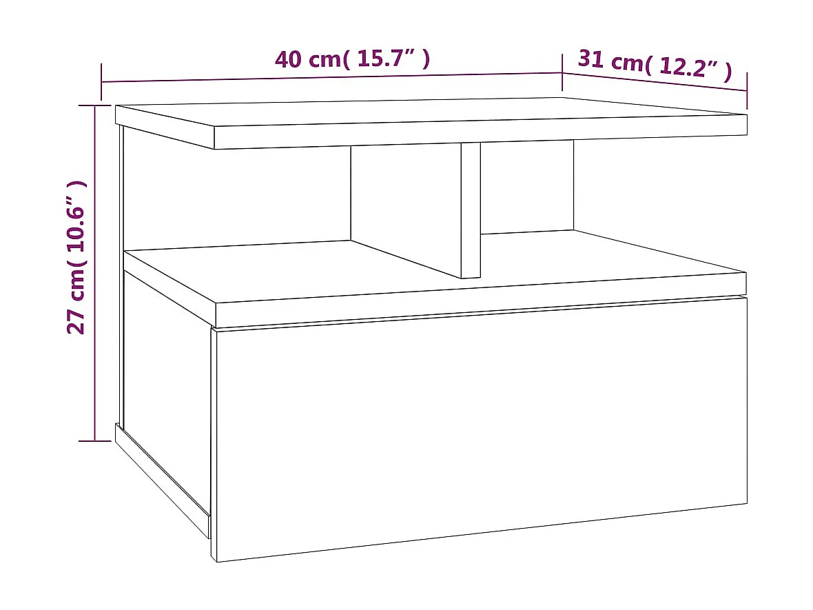 Tables de chevet flottantes 2 pcs Sonoma gris 40x31x27 cm