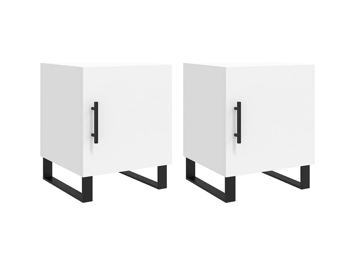 Comodini 2 pezzi bianchi 40x40x50 cm in legno ingegnerizzato