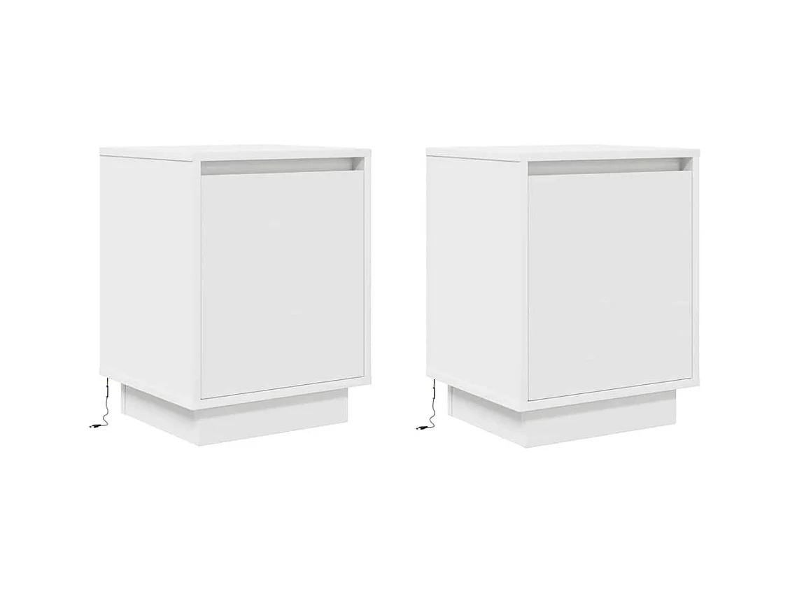 Nachtkastjes met LED-verlichting 2 stuks wit 38x34x50 cm
