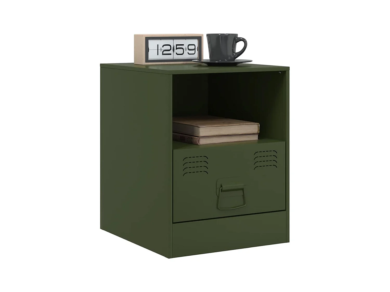 Tables de chevet 2 pcs vert olive 34,5x39x44 cm acier