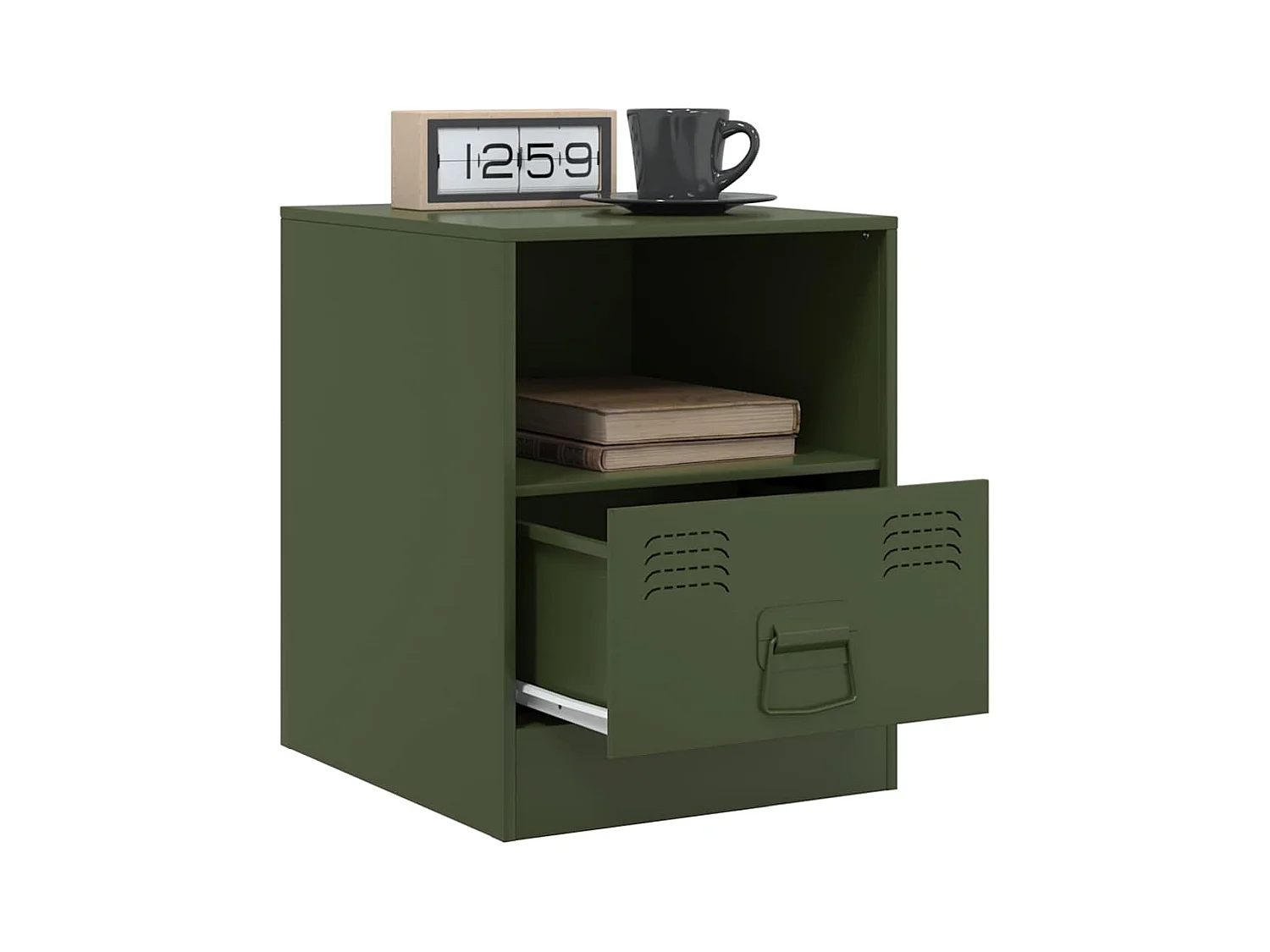 Tables de chevet 2 pcs vert olive 34,5x39x44 cm acier