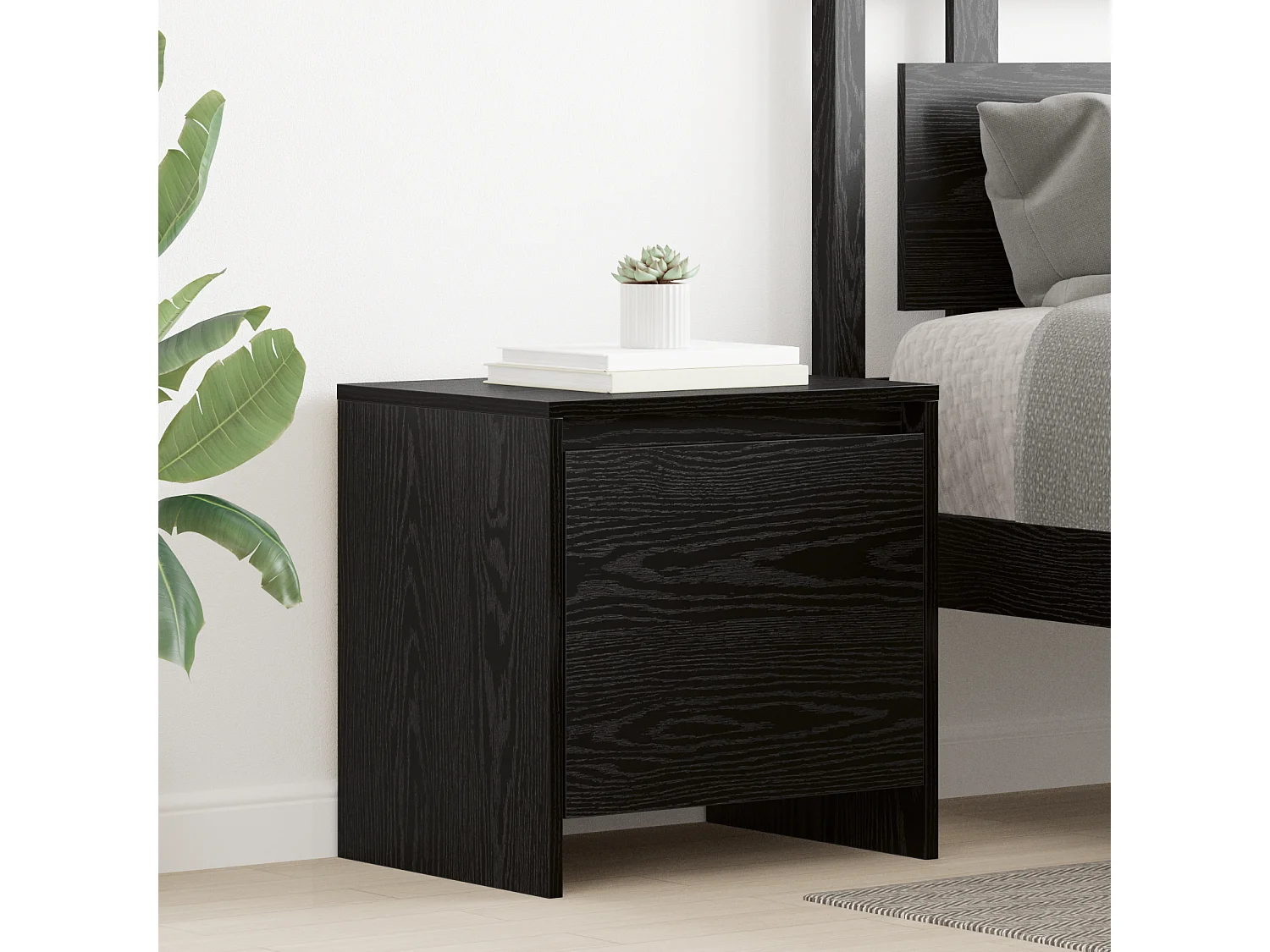 Comodino in rovere nero 45 x 34 x 44,5 cm