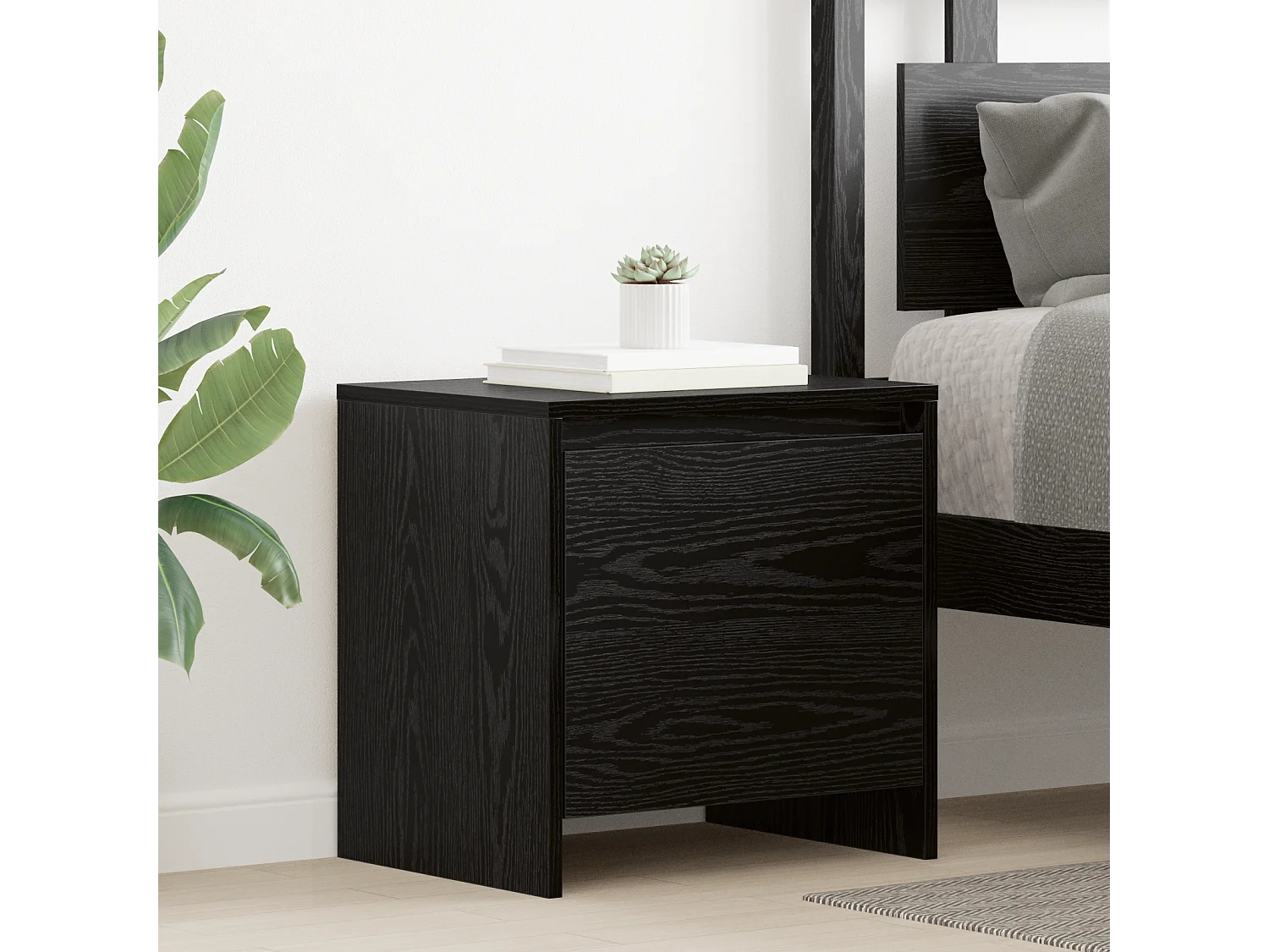 Nachtkastje van zwart eikenhout 45 x 34 x 44,5 cm