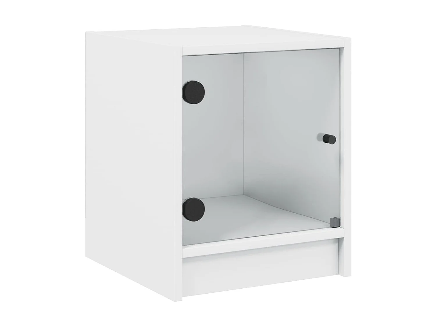 Table de chevet avec porte en verre blanc 35x37x42 cm