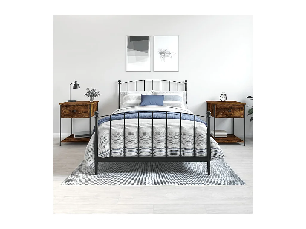 Tables de chevet 2 pcs chêne fumé 44x45x58 cm bois d’ingénierie