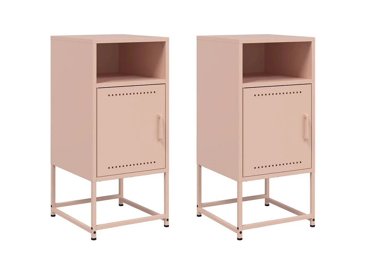 Tables de chevet 2 pcs rose 36x39x78 cm acier