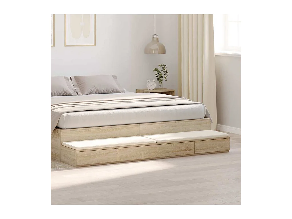 Tiroirs de lit Chêne Sonoma 200x36,5x16,5 cm en bois reconstitué