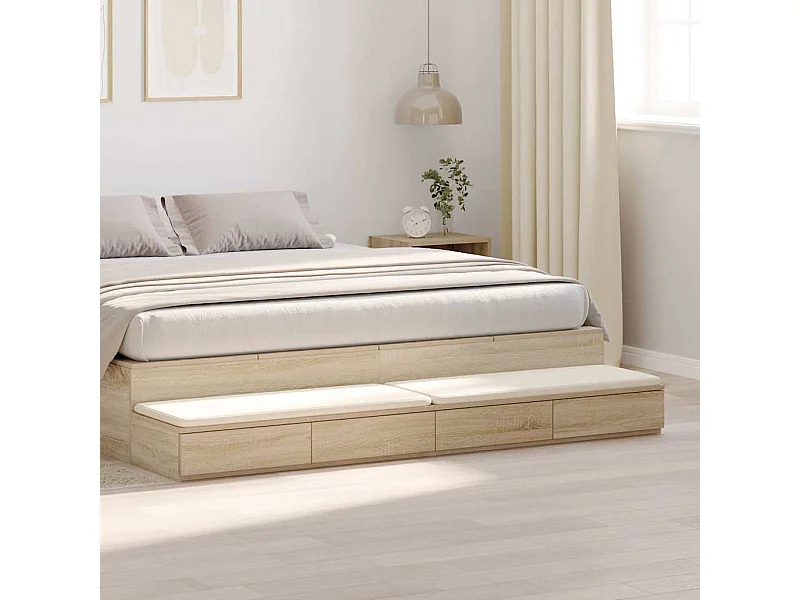 Cassettiera per letto in rovere Sonoma 200x36,5x16,5 cm in legno ricostituito