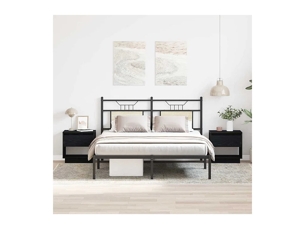 Table de chevet 2 pcs Chêne noir 45x34x49 cm Bois d'ingénierie