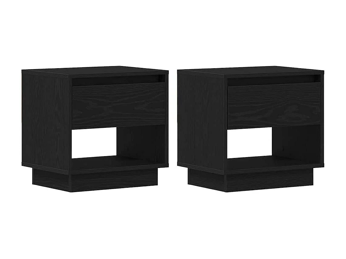 Comodino 2 pezzi Rovere nero 45x34x49 cm Legno ingegnerizzato
