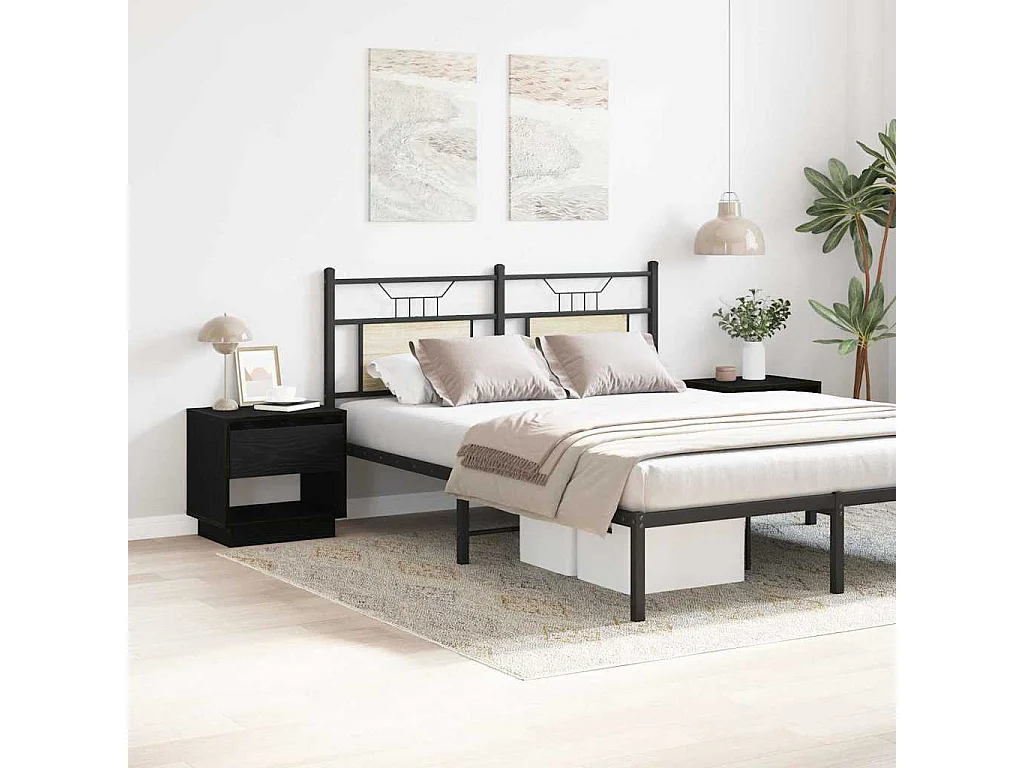 Comodino 2 pezzi Rovere nero 45x34x49 cm Legno ingegnerizzato