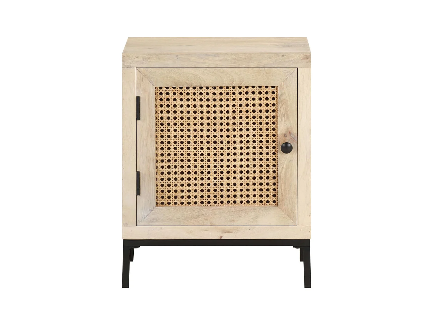 Table de chevet 40x30x50 cm Bois de manguier et canne naturelle