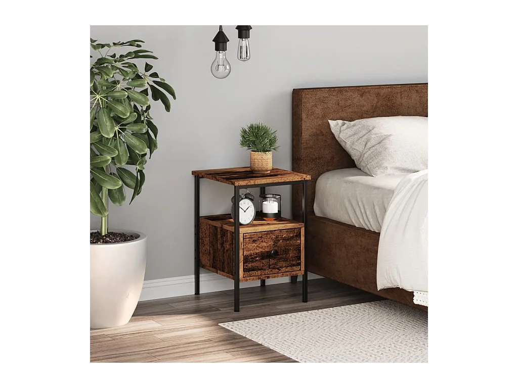 Table de chevet vieux bois 34x36x50 cm bois d’ingénierie