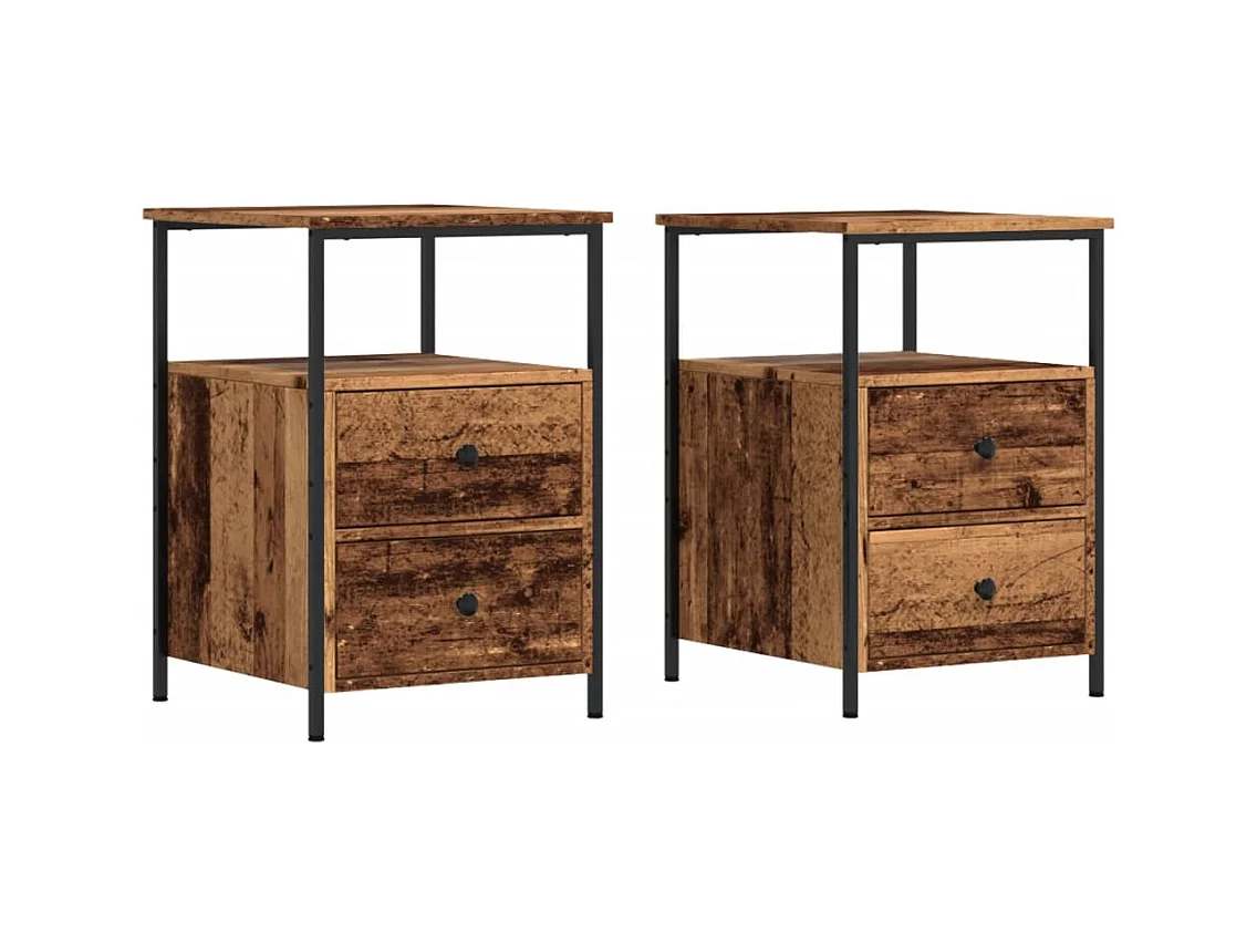 Tables de chevet 2 pcs vieux bois 34x35,5x50 cm bois ingénierie