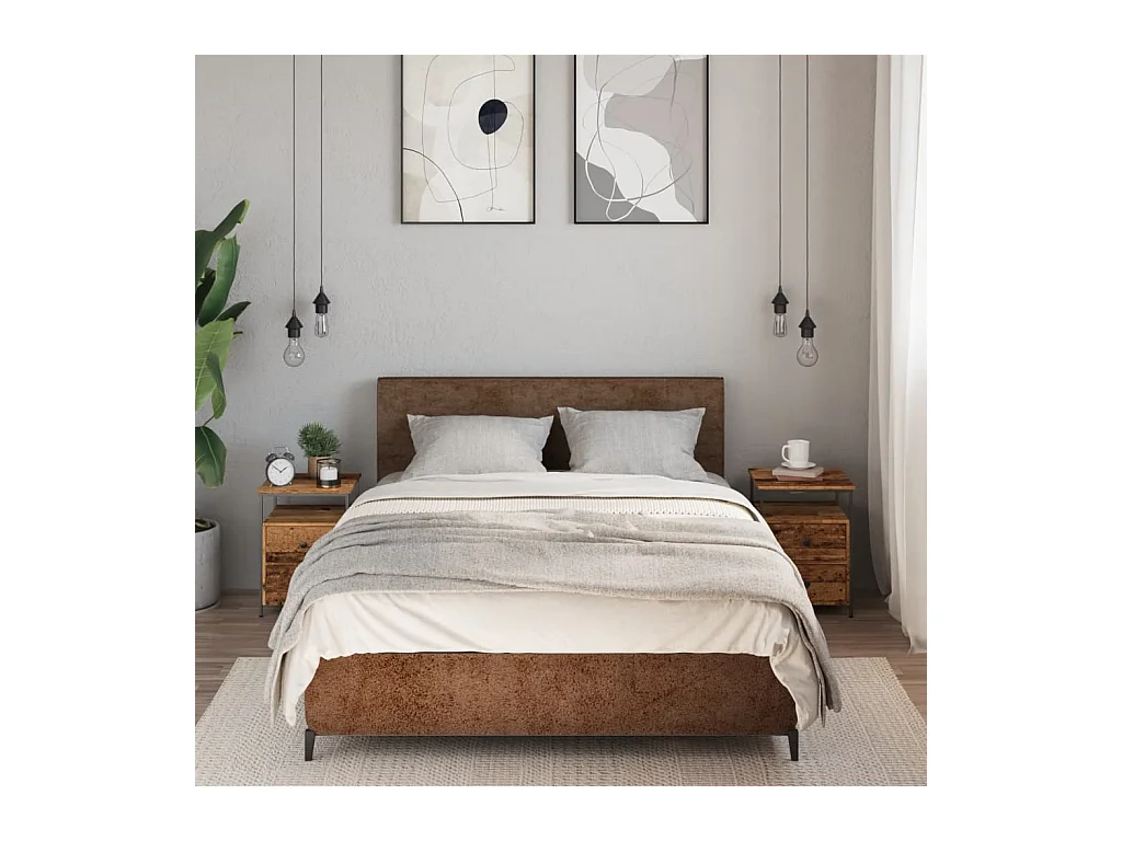 Tables de chevet 2 pcs vieux bois 34x35,5x50 cm bois ingénierie