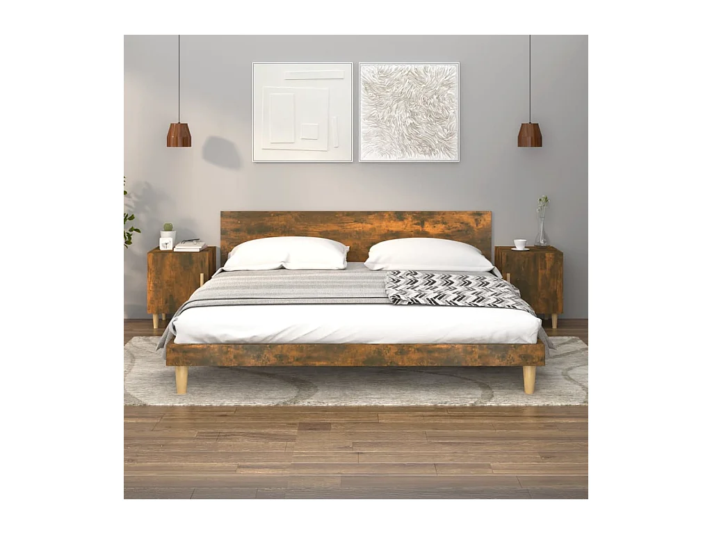 Tables de chevet 2 pcs Chêne fumé Bois d'ingénierie