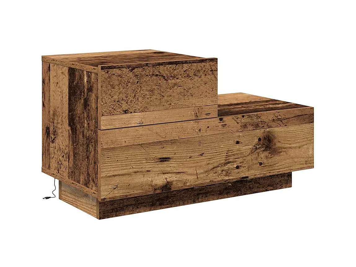 Nachttisch mit LED-Beleuchtung, Antikholz, 70 x 36 x 40,5 cm