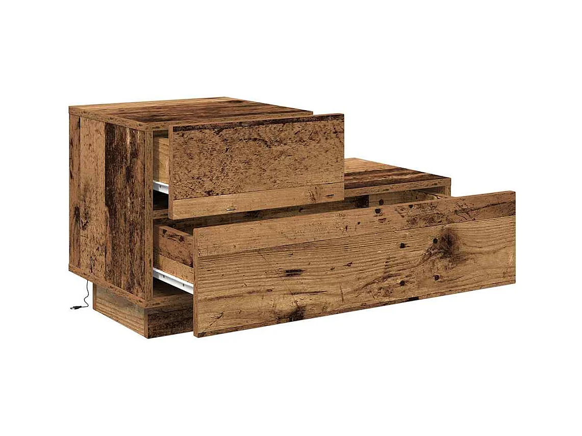Nachttisch mit LED-Beleuchtung, Antikholz, 70 x 36 x 40,5 cm