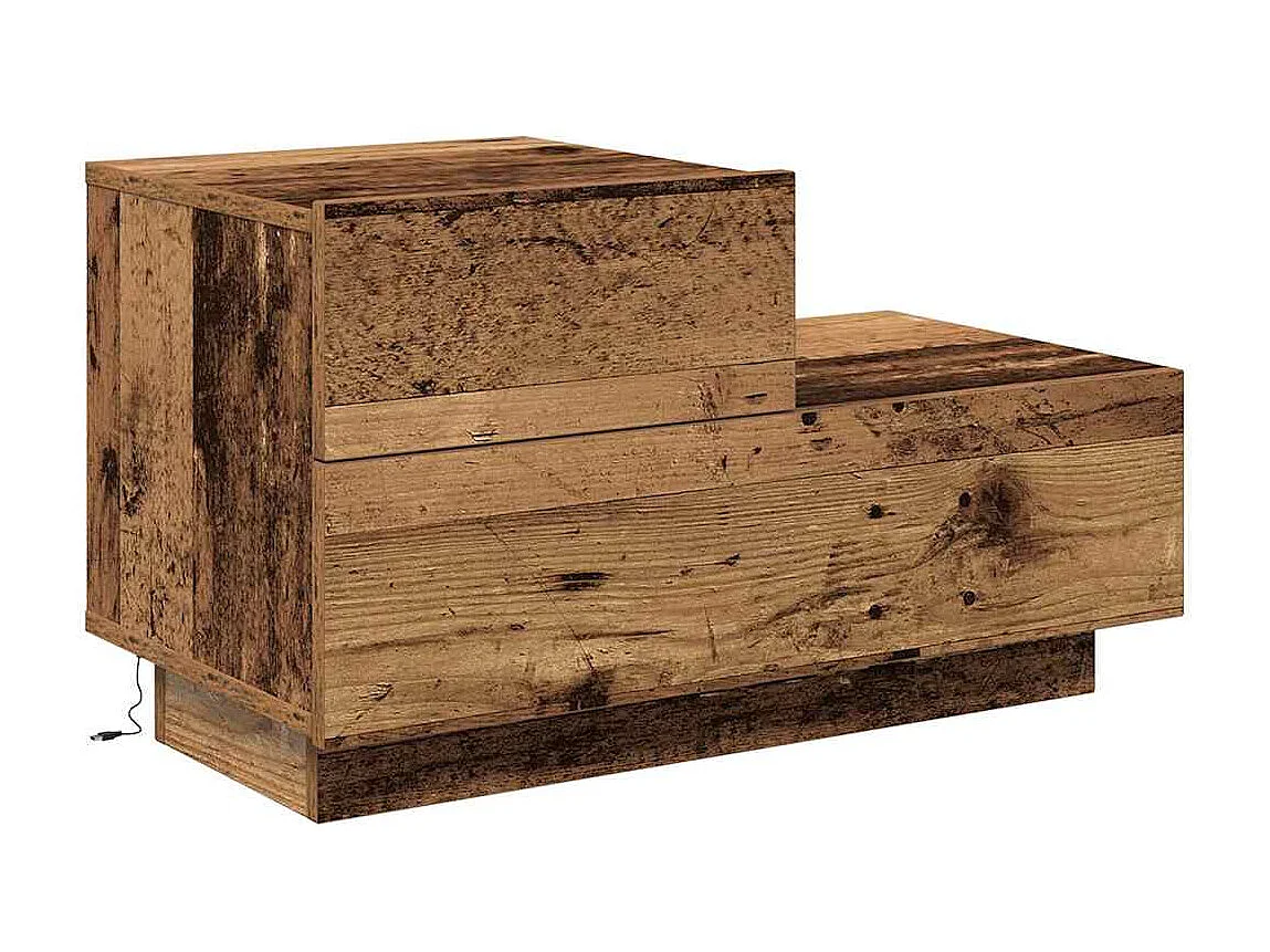 Meuble de Chevet avec Lumières LED Bois Ancien 70 x 36 x 40,5 cm