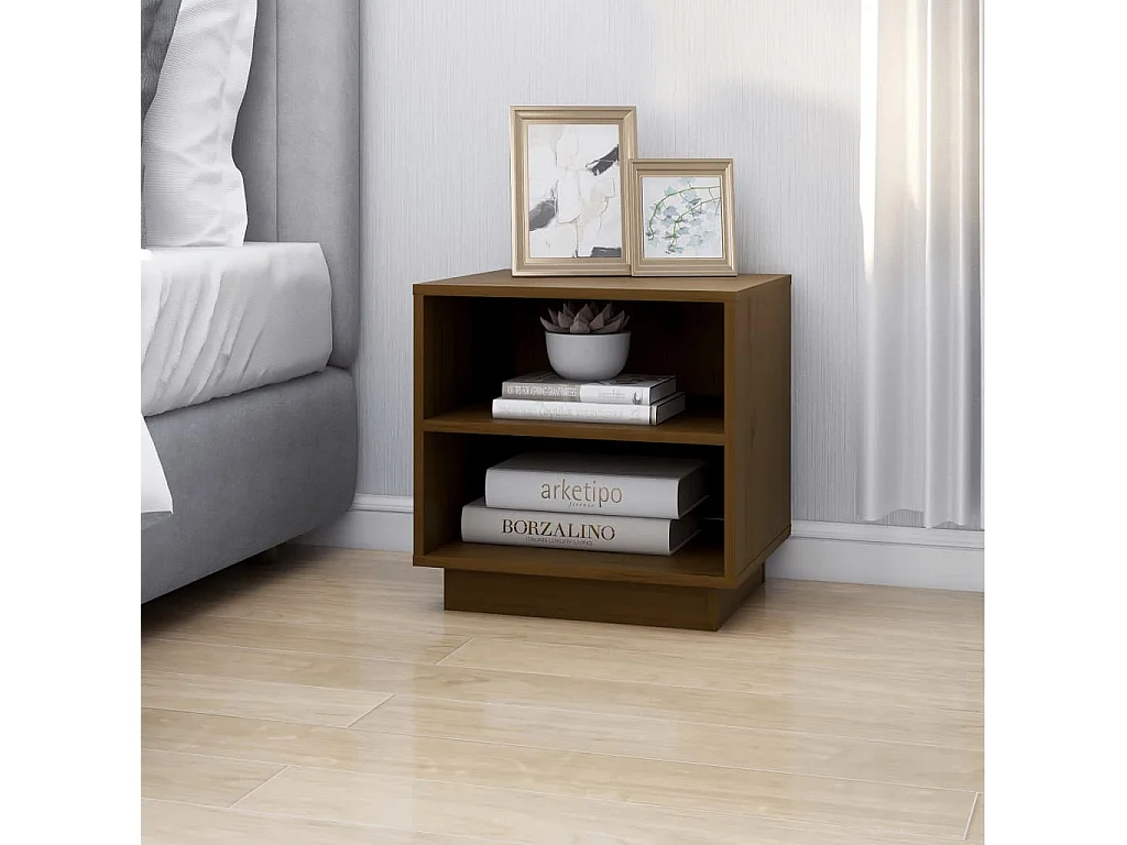 Comodini 2 pezzi marrone miele 40x34x40cm in legno massello di pino