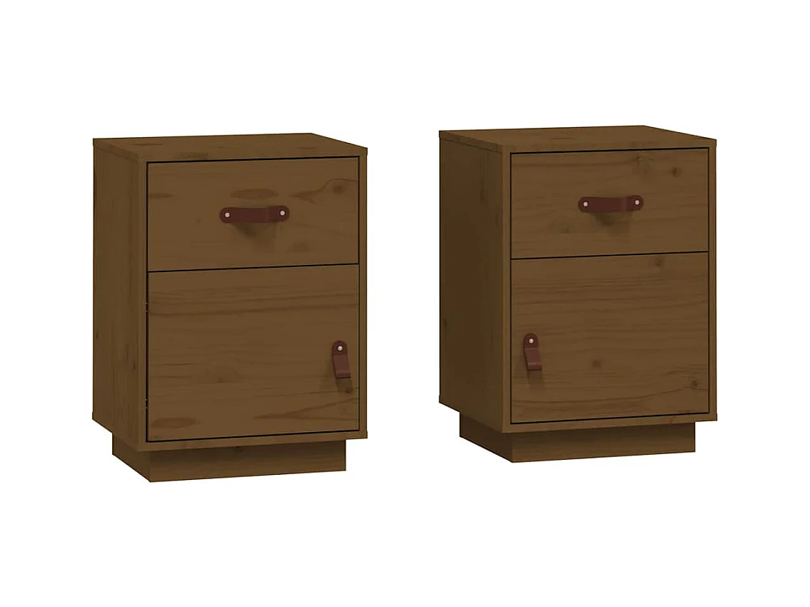 Tables de chevet 2pcs Marron miel 40x34x55cm Bois de pin massif
