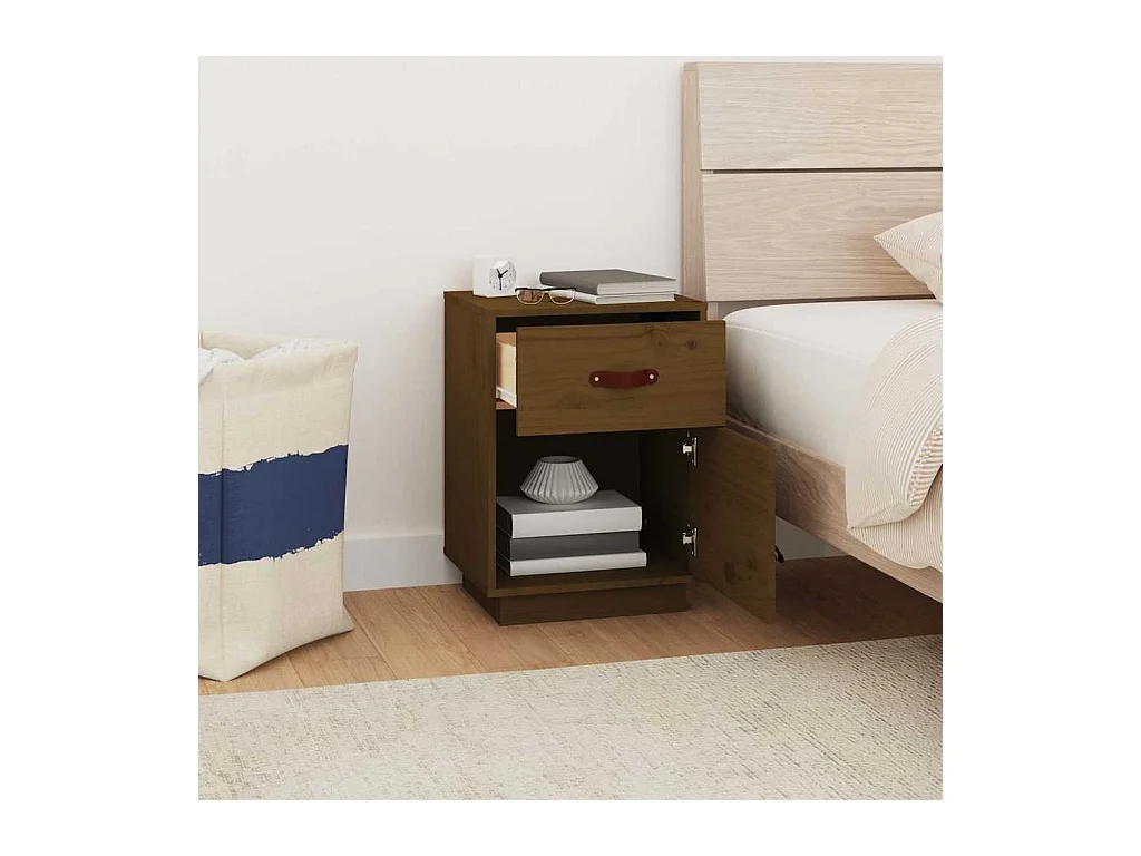 Tables de chevet 2pcs Marron miel 40x34x55cm Bois de pin massif