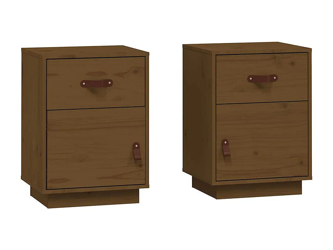 Tables de chevet 2pcs Marron miel 40x34x55cm Bois de pin massif