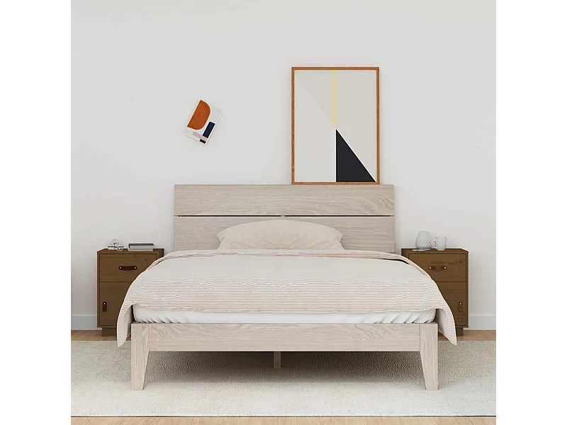 Tables de chevet 2pcs Marron miel 40x34x55cm Bois de pin massif