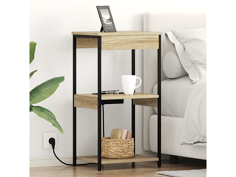 Sonoma Oak Nachtkastje met Oplaadstation