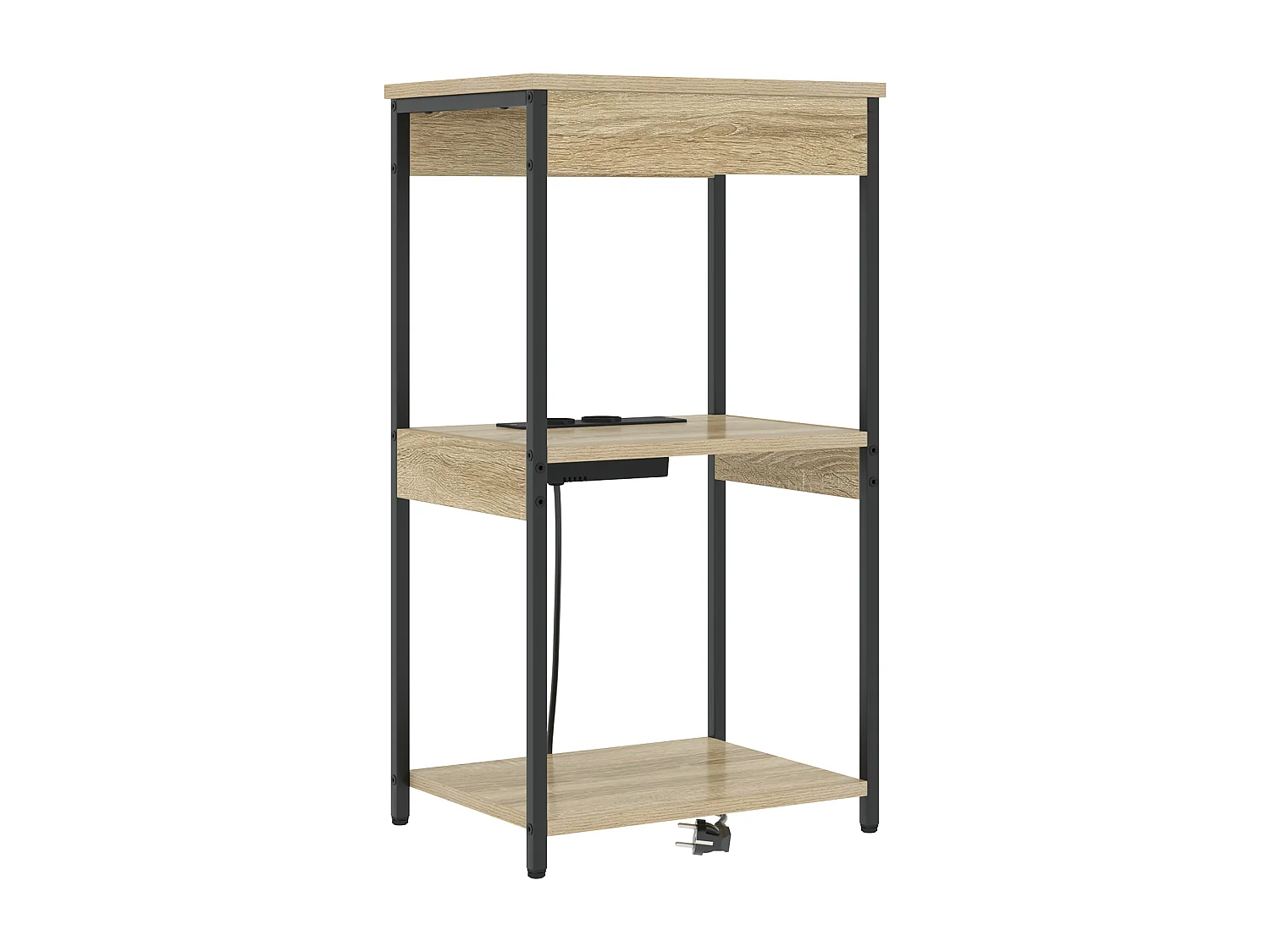 Table de nuit avec station de chargement Chêne sonoma