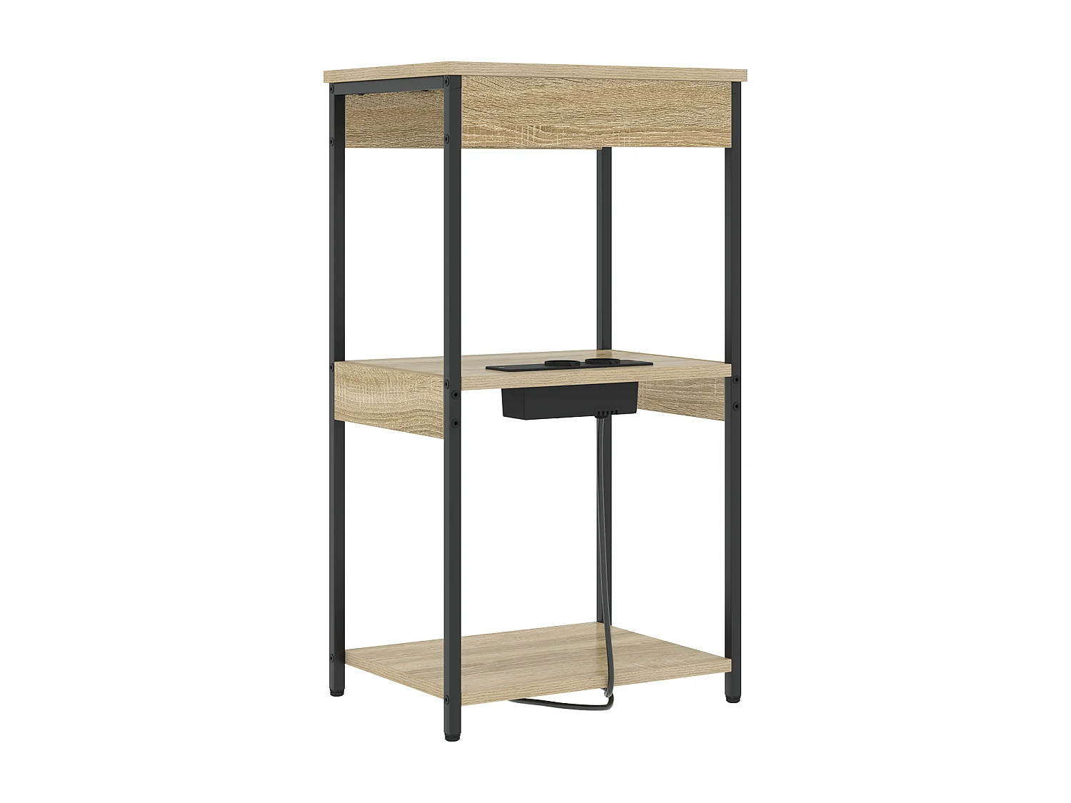 Table de nuit avec station de chargement Chêne sonoma