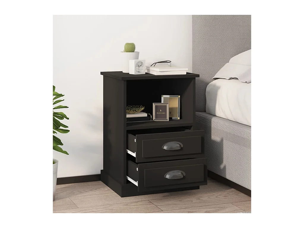 Tables de chevet 2 pcs noir 43x36x60 cm