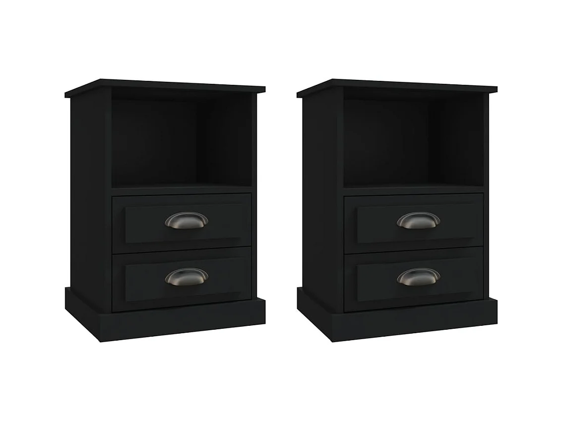 Tables de chevet 2 pcs noir 43x36x60 cm