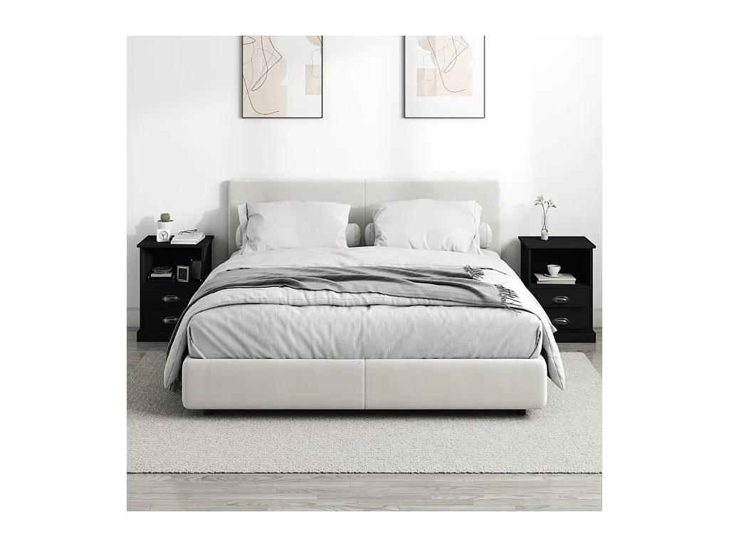 Tables de chevet 2 pcs noir 43x36x60 cm