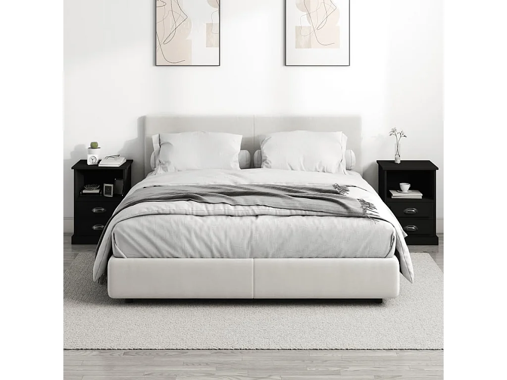 Comodini 2 pezzi neri 43x36x60 cm