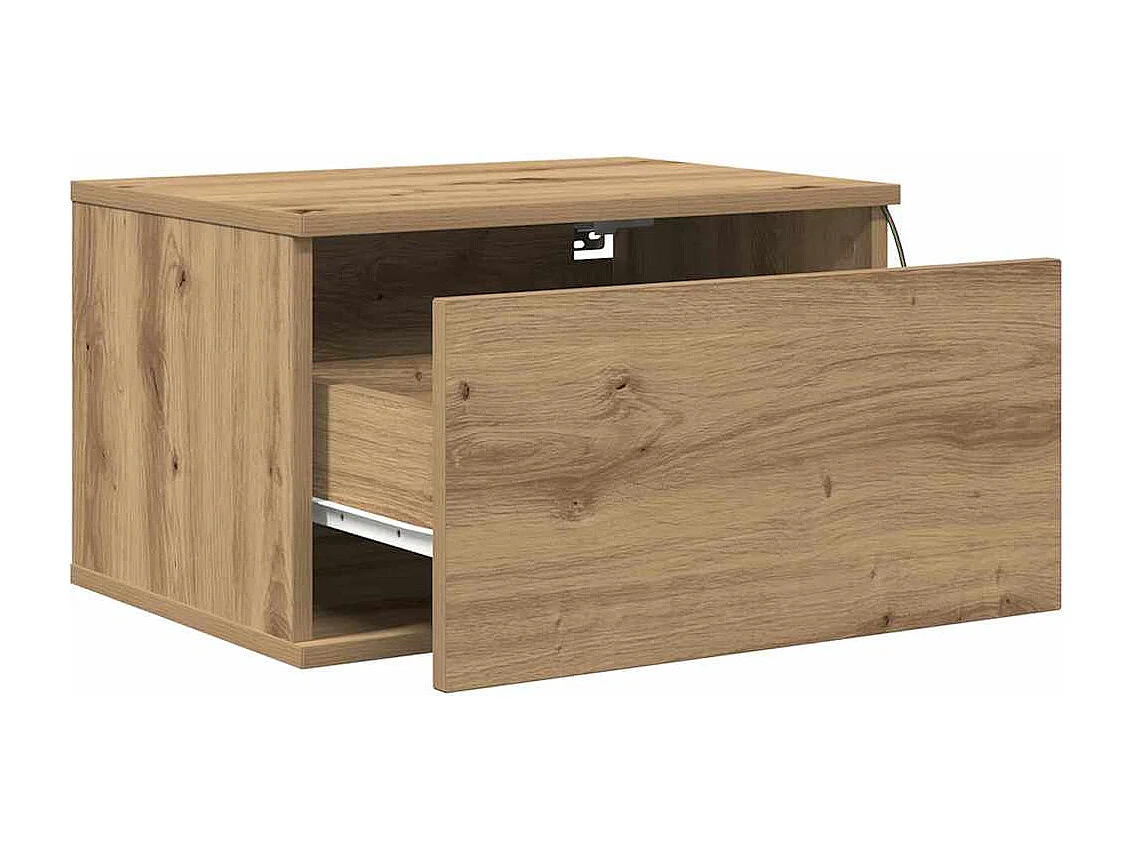 Comodini con luci LED 2 pezzi montati a parete in rovere artigianale