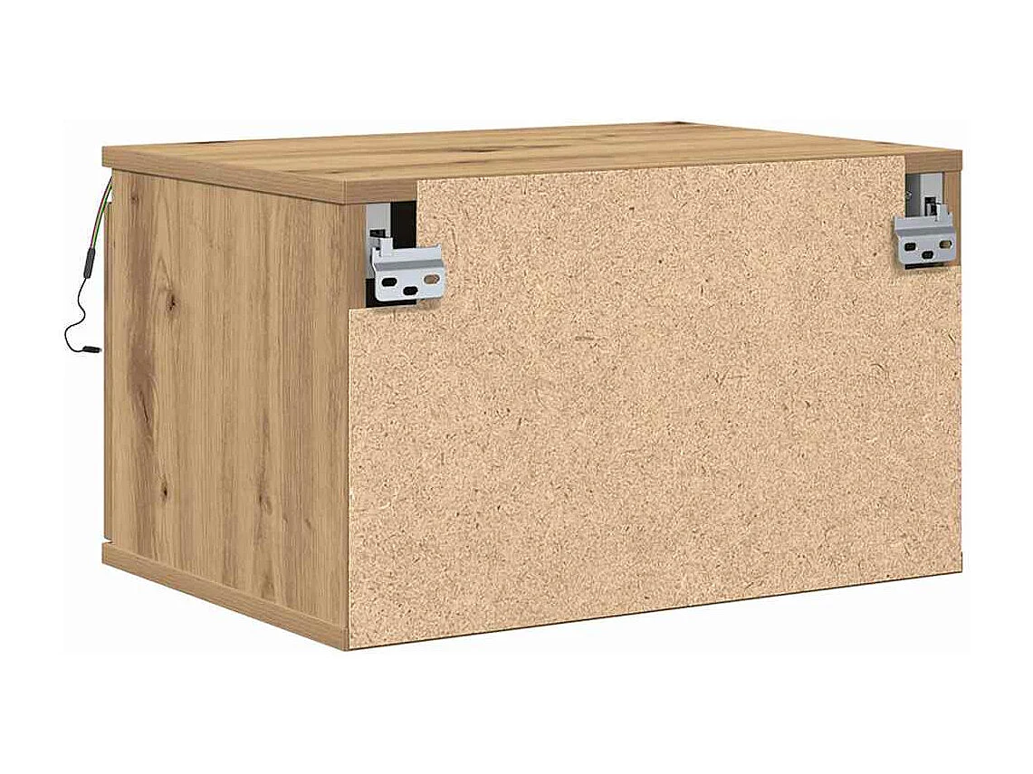 Armoires de chevet avec lumières LED 2 pièces murales en chêne artisan